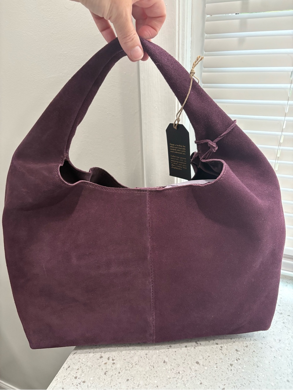 NWT Geniune Leather Suede Slouch Hobo Shoulder Bag in Deep Plum - Picture 5 of 12